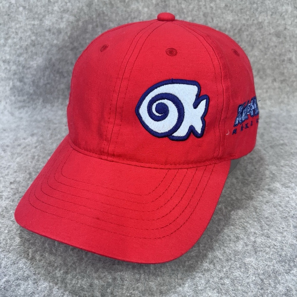 Embroidered Fish Logo Men Red Xel-Ha Mexico Hat Riviera Maya Adjustable OSFM